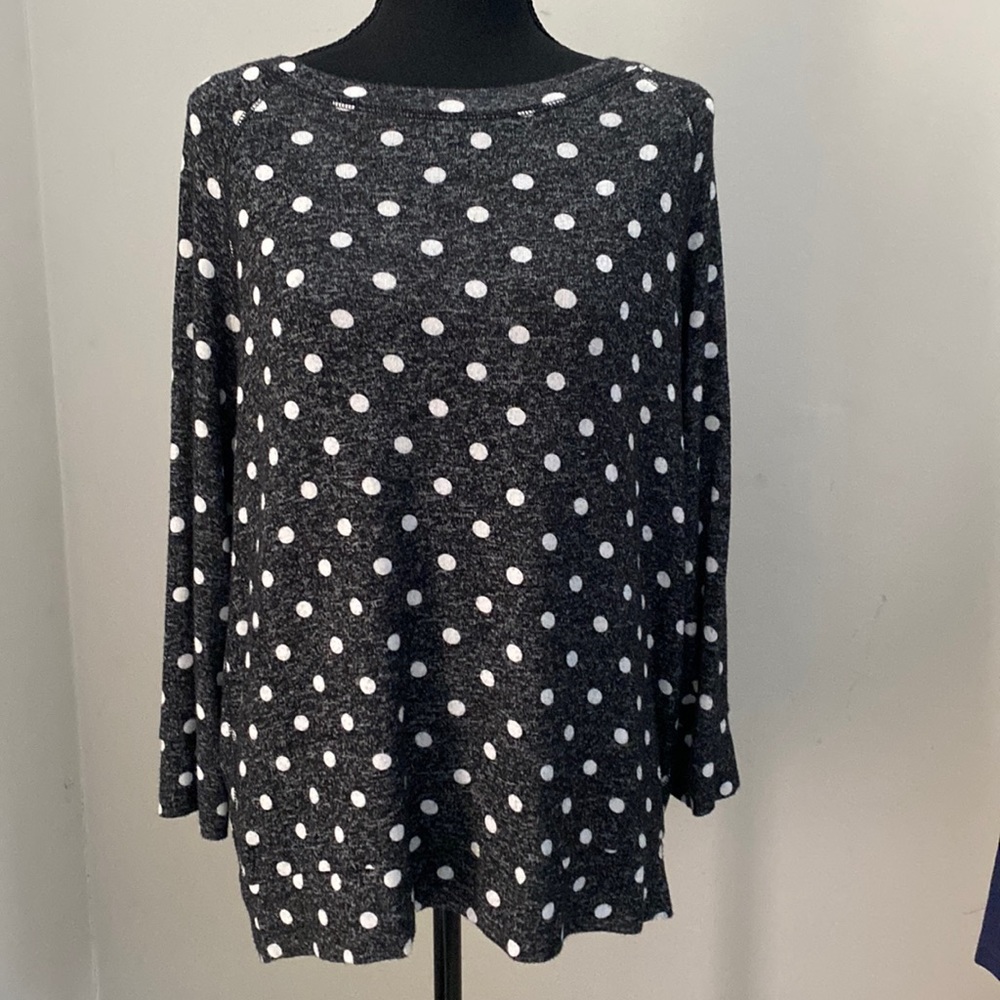 Mix by 41 Hawthorn Womens Dark Gray Polka Dot Long Sleeve Top Large